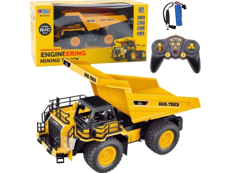 Leantoys Fjernstyret Minelastbil Rc 2,4G 9Ch - Gul