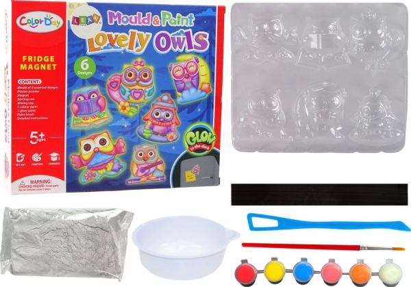 Leantoys Diy Maleri Glødende Ugler Gipsmagneter Lean Toys