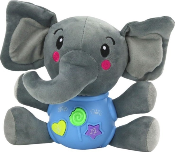 Leantoys Plys Elefant Interaktiv Plys Blå Leg 19 Cm