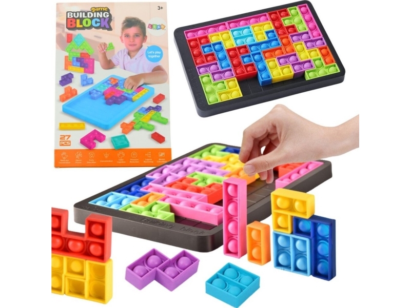 Tetris Pop-It Puslespil 3I1 Sensorisk Farvet 27El