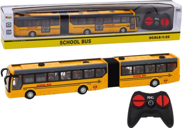 Nuotoliniu būdu valdomas mokyklinis autobusas Lean Toys, geltonas, 37x5x4 cm