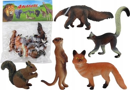 Leantoys Tierfiguren 5 Stück Eichhörnchen Surrey Ameisenbär Fuchs Lemur