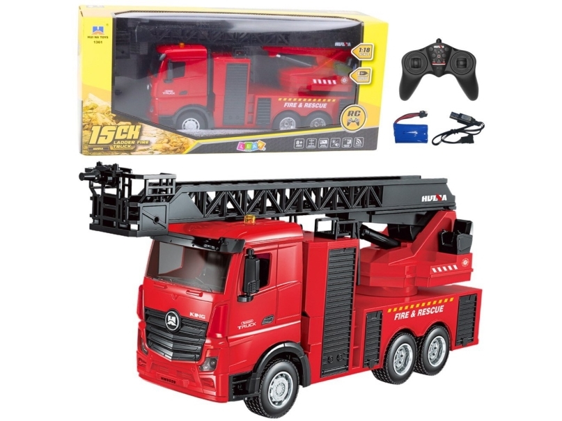 Feuerwehrauto Schiebeleiter Wasserspritze Huina 1:18