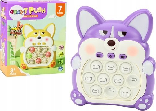 LeanToys Pop-It Fox konsolarkadespil 7 spiltilstande Lilla sensorisk