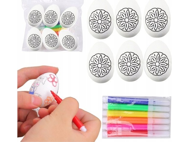 Påskeæg Styrofoam Painting Pens Pattern Flower A 6pcs
