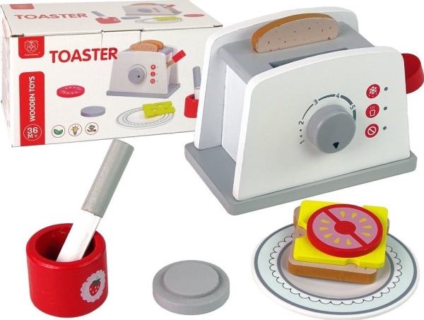 LeanToys legetøjs brødrister - morgenmad - tilbehør knap/lille fad til børn