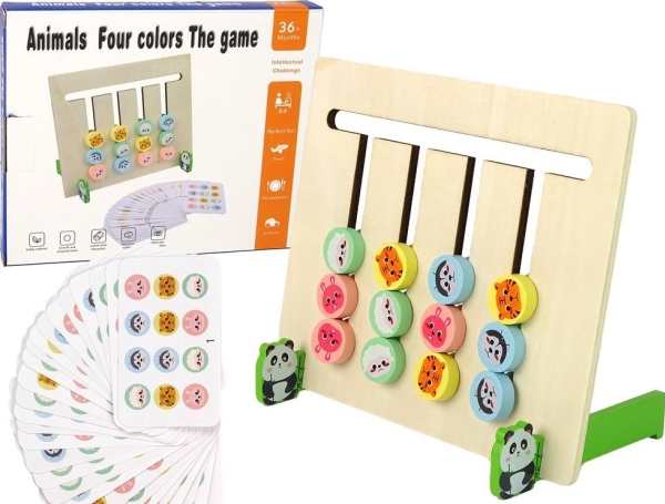 Hölzernes Lernspiel Vier Farben Tiere Zweiseitiges Puzzle