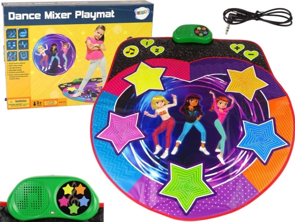 Lean Toys Šokių kilimėlis su garsiakalbiu ir melodijų pasirinkimu, 98x90 cm