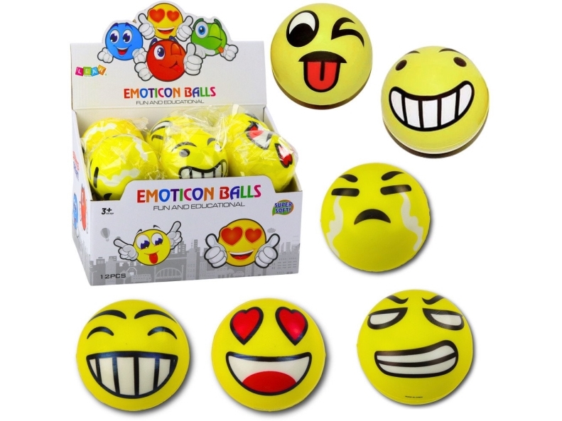 LeanToys boll för att studsa och forma skum - Emotka gul 10 cm | Trädgården - Pools & Vatten spel - Vattenleksaker | GameStuff