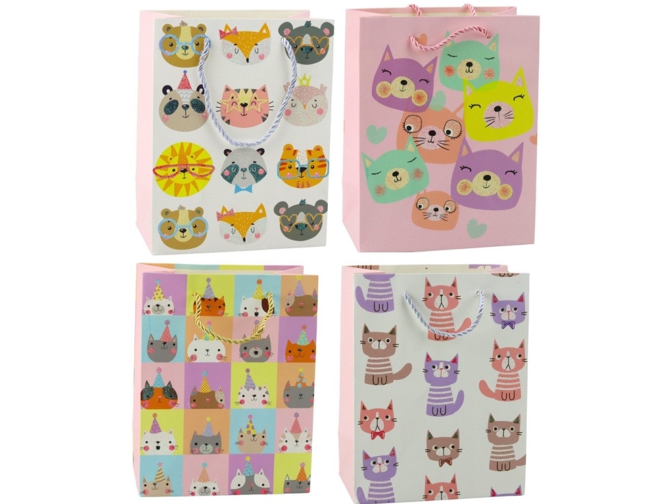 Lean Geschenkbeutel Papier Katzen Glitter 23 X 18 X 10,5 Cm