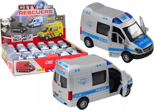 Leantoys Auto Polizei 1:32 Türen Öffnen Licht Sound