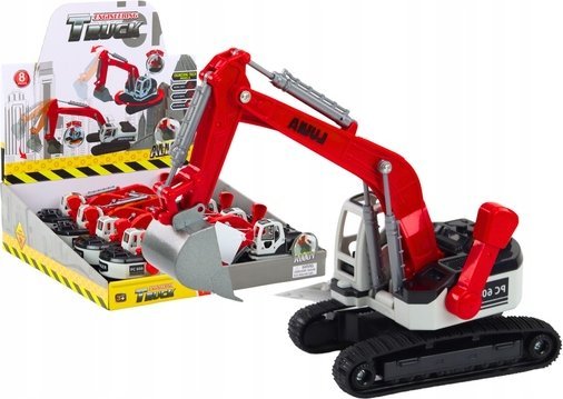 LeanToys banddriven grävmaskin vit-röd metallskopa | Leksaker - Bilar och andra fordon - Jordbruksmaskiner | GameStuff