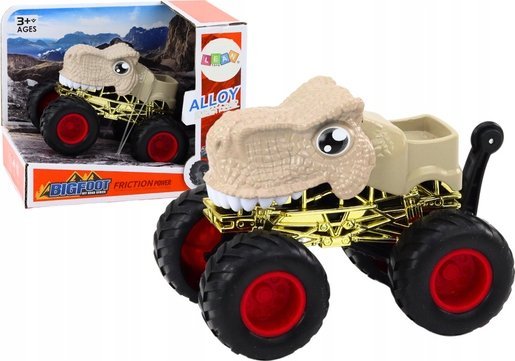 LeanToys terrængående bil Dinozaur stor hjul gummihjul beige