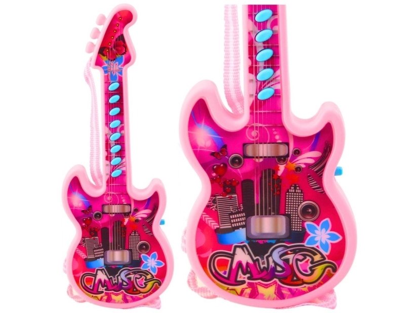 LeanToys elektrisk lekgitarr för barn melodier solmisation - rosa | Hobby - Musikinstrument - Stränginstrument | GameStuff