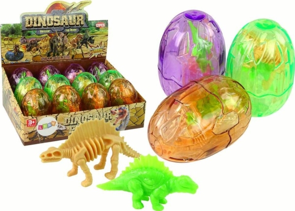 LeanToys figur: stort dinosauræg (2 figurer) – dinosauræg 9 cm