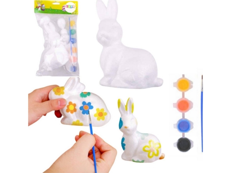 Leantoys Male-Sæt Til Polystyrenpynt (Hare) Med Maling Og Pensel
