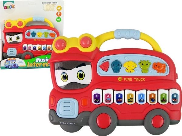 Interaktivt Klaver Fire Brigade Sound Animals Vehicle Sounds Melodies Red Lean Toys