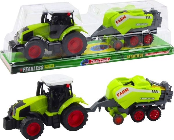 Leantoys Traktor Anhänger Presse Set Zum Heuballen, Grün