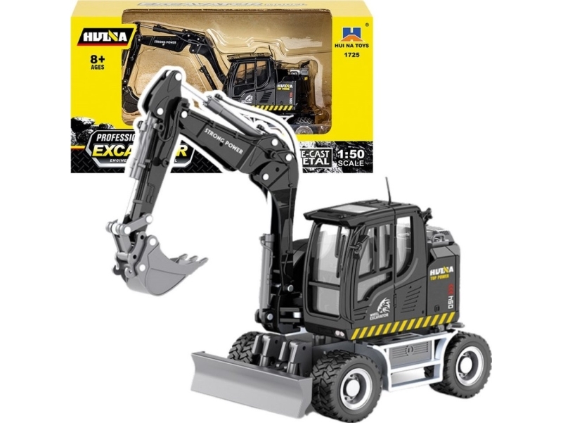Huina Metalinė Ekskavatoriaus Ir Buldozerio Modelis 1:50, Juodas