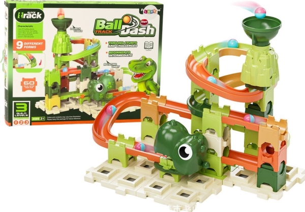 Leantoys Bauklötze Dinosaurier Kugelbahn 9 Stufen 60 El