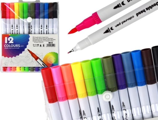Leantoys Dobbeltsidede Kuglepenne 12 Stk. Flerfarvede I Organizer