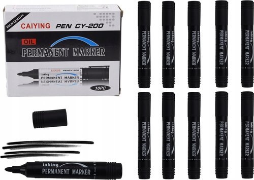 Leantoys Permanent Markers Waterproof Sort 10 Stk.