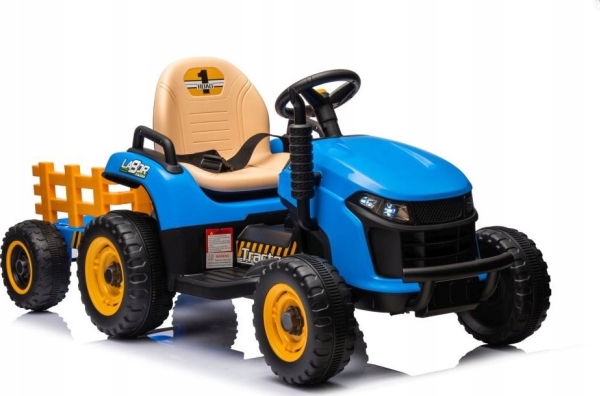 Lean Cars Vienvietis elektrinis traktorius su priekaba vaikams BBH-030, mėlynas