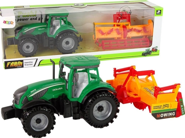LeanToys grön traktor med orange kultivator, för barn | Leksaker - Bilar och andra fordon - Lastbilar | GameStuff