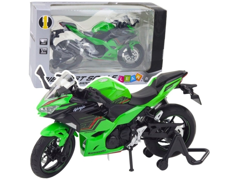 Lean Toys Žalias sportinis motociklas 1:12 su šviesomis ir garsais