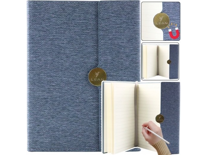 Leantoys Office Notebook Mit Magnet, Liniertes Notizbuch Mit Polsterung Grau