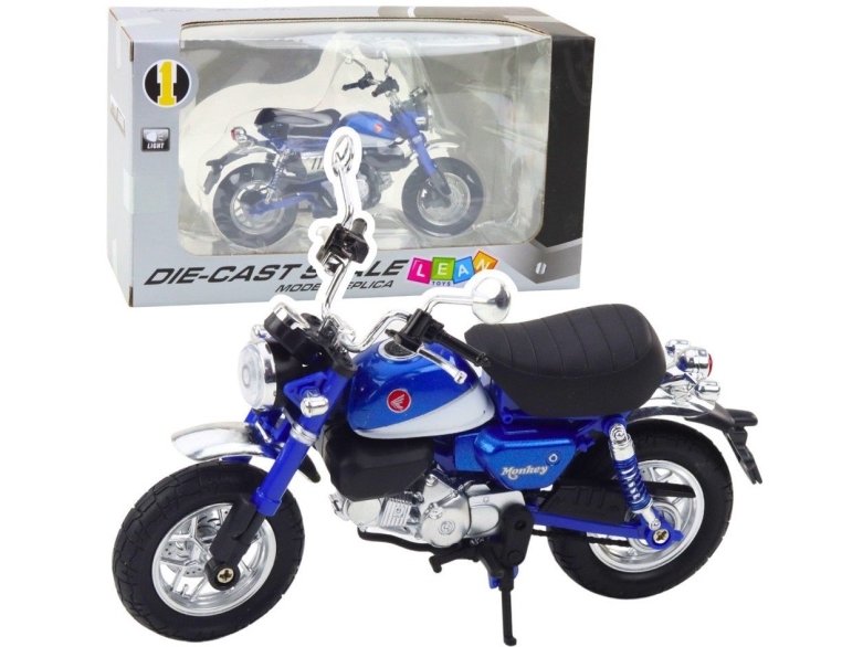 LeanToys retro motorcykel klassisk i metal lys blå 1:12