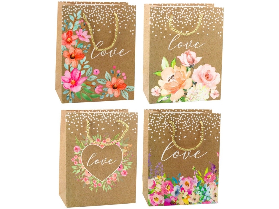 Lean Geschenktüte Love Blumen, 23 X 18 X 10,5 Cm