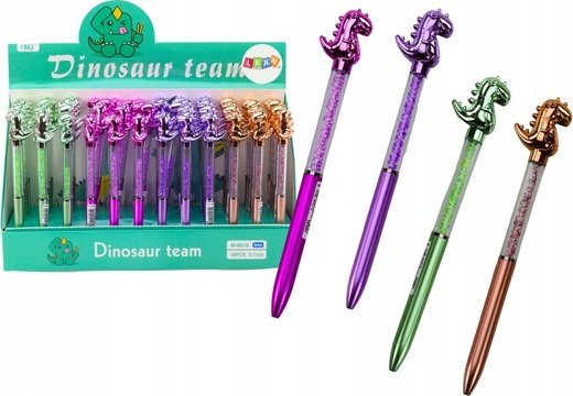 LeanToys kulpenna med dinosaurer, diamantbitar blå, stift 0,7 mm, mix | Skrivredskap - Andra skrivinstrument - Övriga skrivredskap | GameStuff