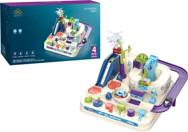 Hurdle Course Interaktiivinen lasten parkkipaikka Neljä autoa LEAN Toys -leluja