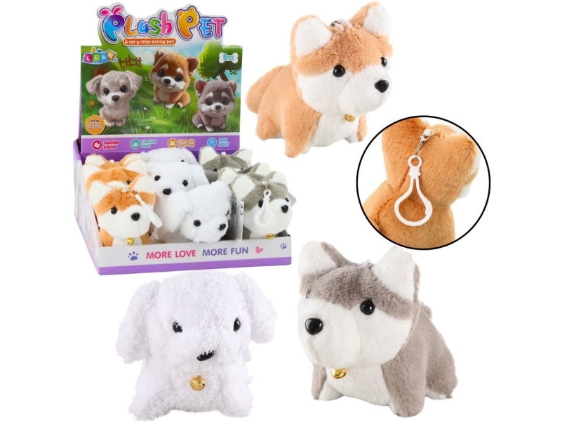 Plush Dog With Chirping Tail Keyring Pendant