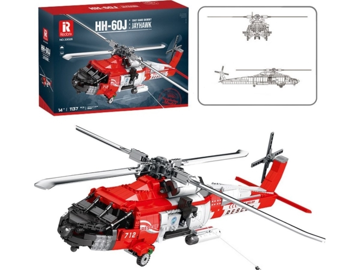 Lean Toys KONSTRUKCINIS RINKINYS HH-60J JAYHAWK GELBĖJIMO SRAIGTASPARNIS 1137 DETALIŲ