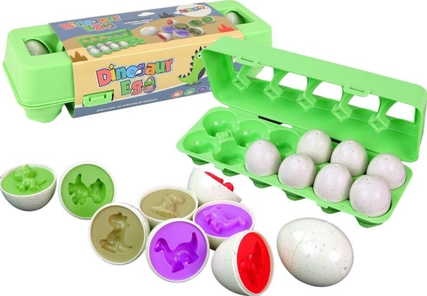 Leantoys Dinosaurier-Eier Lernpuzzle 12 Eier Formen Lean Toys