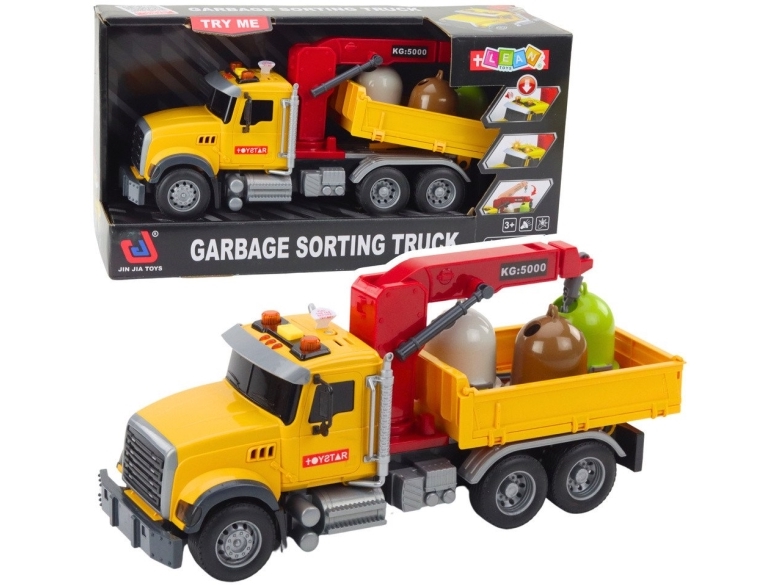 Lean Toys Šiukšlių Rūšiavimo Sunkvežimis Su Konteineriais, Šviesomis Ir Garsu
