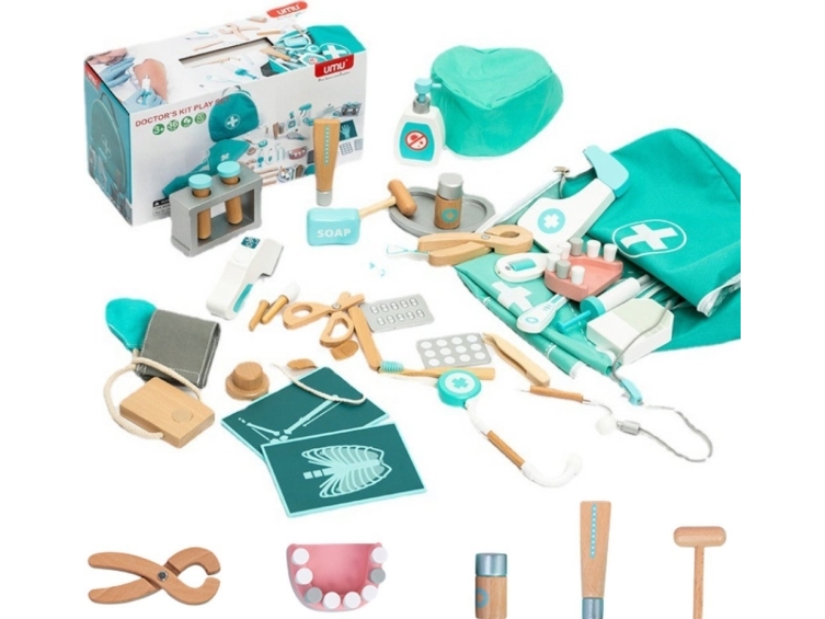 Lean Toys Medinis gydytojo ir dantisto žaidimų rinkinys su 20 elementų