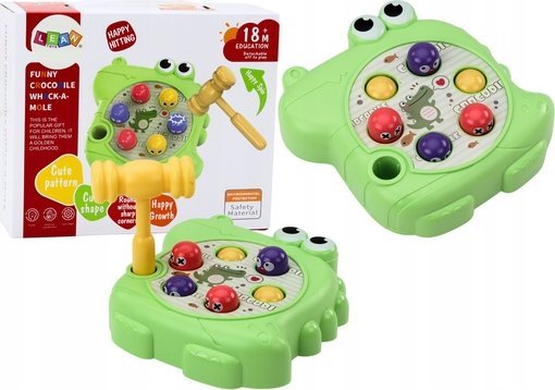 LeanToys Arkadespil Wac A Mole Krokodille Hammer Grøn