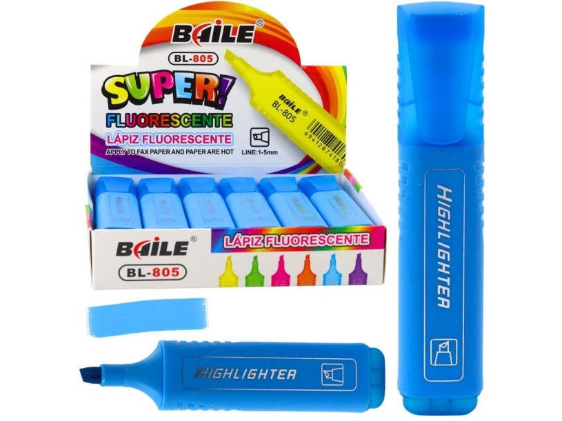 School Note Highlighter Pen Office Neon Intense Blue