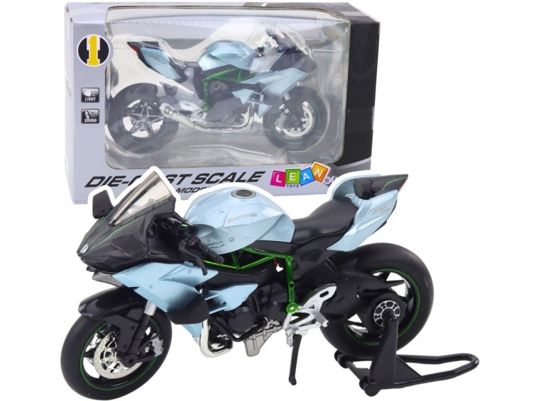 LeanToys sportmotorcykel i metal med lys og lyd 1:12