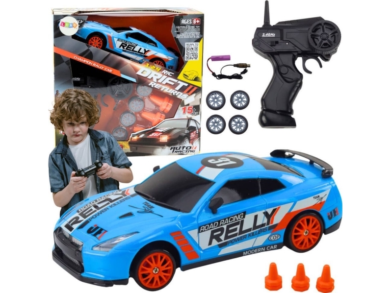 Fjärrstyrd sportbil R/C 1:24 Blå utbytbara hjul | Leksaker - Radiostyrda leksaker - Bilbanor | GameStuff