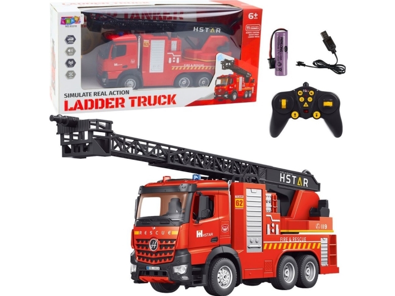 LeanToys Fjärrstyrd brandbil Förlängningsstege Vattenspray 2.4G 11CH | N - A | GameStuff