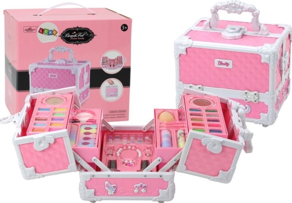 Lean Toys Kosmetikos Rinkinys Leantoys Chest Suitcase Beauty Set Jewelry Cosmetics Rožinė, 1 Vnt.