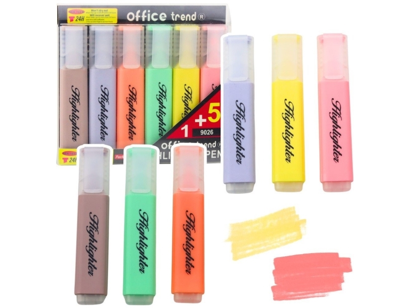 Highlighter Pen Set Note Pastelfarver 6 stk
