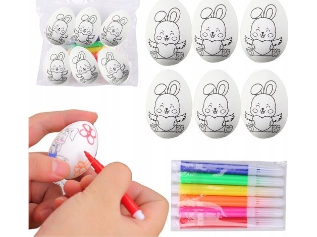 Påskeæg Styrofoam Painting Pens Hare Pattern E 6Pcs