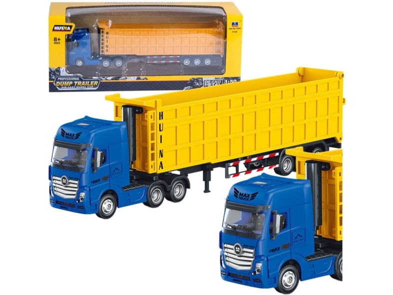 Huina Metalinio Sunkvežimio Modelis su Priekaba 1:50