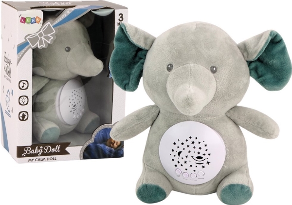 Leantoys Teddybär Schlafender Elefant Melodien Lichter Sternenprojektor Grau
