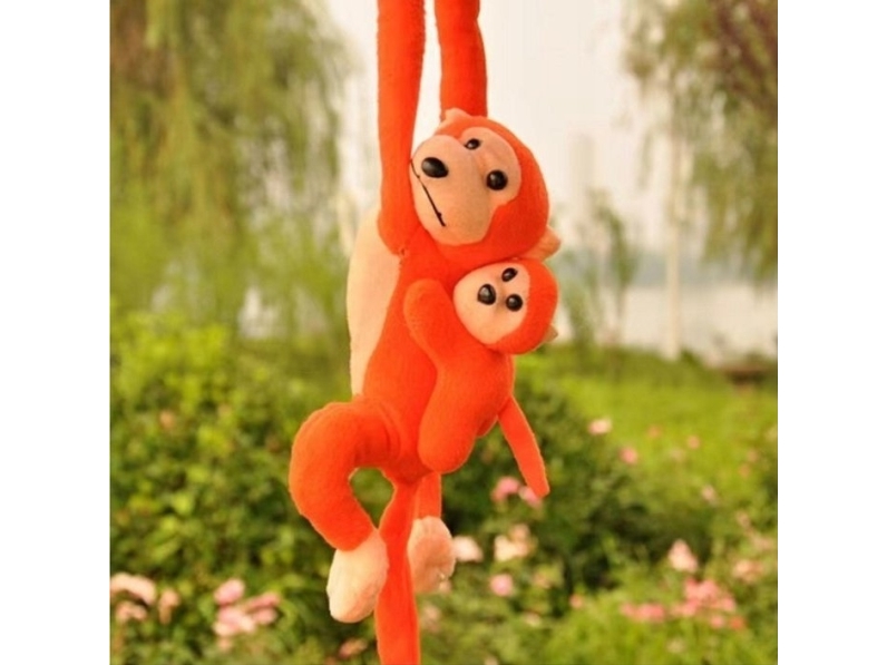 Lean Toys Plüschtier - Orange Affe Mit Baby, 70 Cm